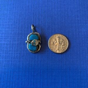 Effie C Calavaza Snake Turquoise and Silver Pendant, Zuni, Native American